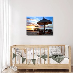 Üveg kép - Naplemente Mauritiuson (70x50 cm)