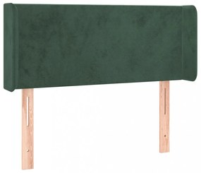 sötétzöld bársony fejtámla szárnyakkal 83x16x78/88 cm