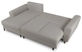 Világosszürke buklé kinyitható tárolóhelyes sarokkanapé (bal oldali-heverő résszel) Kyoto – Cosmopolitan Design