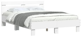 fehér ágykeret fejtámlával és LED-del 135 x 190 cm