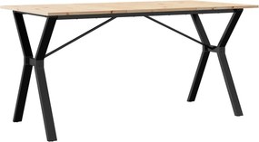 vidaXL tömör fenyőfa és acél étkezőasztal Y-vázzal 160x80x75 cm