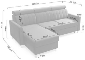 Vario sarokkanapé ágyfunkcióval univerzális jobb/bal oldali - szürke zsákszövet Wind 89
