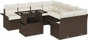 vidaXL Kerti Kanapé Szett párnával 9 pcs Barna Poli rattan