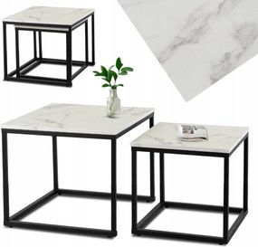 Dohányzóasztal Négyzet alakú márvány fehér 2in1 szett Glamour pad fehér Ori