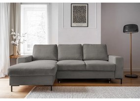 Szürke kordbársony kinyitható sarokkanapé (bal oldali) Lofty Lilly – Miuform