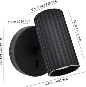 Eglo 902031 - PORTILLO fali spotlámpa 1xGU10/5W/230V fekete