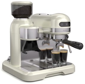 Klarstein Bella Café karos kávéfőző, Vintage, daráló, 20 bar, Tejhabosító, 2 csésze, 1550 W