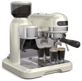 Klarstein Bella Café karos kávéfőző, Vintage, daráló, 19 bar, Tejhabosító, 2 csésze, 1550 W