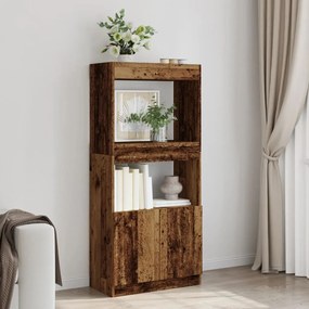 antik fa színű szerelt fa magasszekrény 63 x 33 x 140 cm