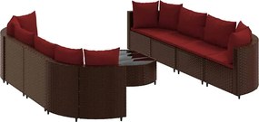 vidaXL 9 részes barna polyrattan kerti ülőgarnitúra párnákkal