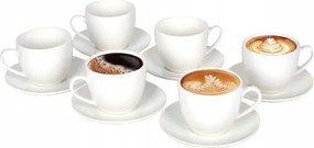 6 x Csésze Alátéttel Kávéscsésze Szett 250 ml Porcelán Livello