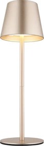 Globo 58488CH-LED VANNIE érintéses, dimmelhető, újratölthető kültéri asztali lámpa, 3W/5V, IP54, 1800mAh, sárgaréz
