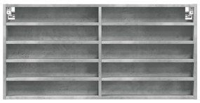 betonszürke szerelt fa vitrinszekrény 100 x 8,5 x 50 cm