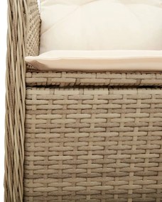 2 db bézs polyrattan dönthető kerti szék asztallal
