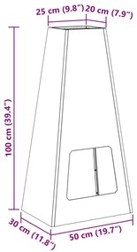 Tűzrakó Fekete 50 x 35 x 100 cm Hidegen hengerelt acél