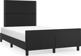 vidaXL fekete műbőr ágykeret fejtámlával 120 x 200 cm