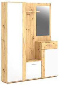 NOLAN előszobafal tükörrel, artisan tölgy/fehér 5904804562625