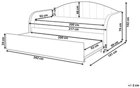 Egyszemélyes ágy 200 x 90 cm Marza (szürke). 1078827