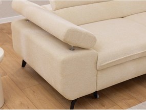 Krémszínű zsenília sarokkanapé (jobb oldali-L alakú) Marbeya – Ropez