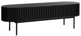 Fekete TV-állvány tölgyfa dekorral 48x160 cm Siena – Unique Furniture