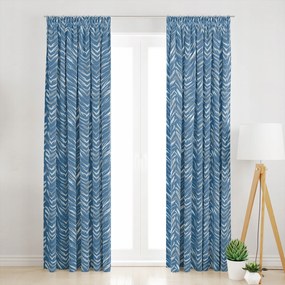 Függöny Kék Mintás, Szalagos Kész 145X190