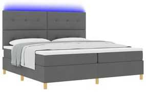 Boxspring Ágy Matrac &amp; LED Sötétszürke 200x200 cm Szövet