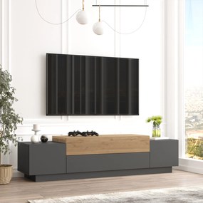 [en.casa] TV-szekrény Firås 160x38x39 cm antracit/tölgyfa hatású