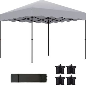 Outsunny Pavilon kb. 3x3m, vízlepergető Stabil Télálló Pop-up Összecsukható Pavilon UV Védelemmel 50+, Összecsukható Party Sátra Kerti Pavilon Kerek T