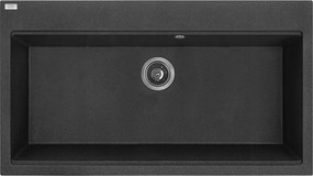 Tau konyhai mosogató, 1-medencés, fekete szifonnal, 90x50 cm