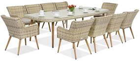 Garden Point Cordoba exkluzív kerti bútorok nagy asztallal 10 fő részére, homokszínű