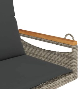 szürke polyrattan hintapad párnákkal 63 x 62 x 40 cm