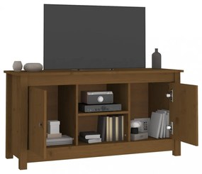 mézbarna tömör fenyőfa TV-szekrény 103 x 36,5 x 52 cm