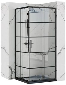 Rea - Concept zuhanykabin tolóajtóval 90 x 90 cm, fekete profil - átlátszó üveg 5 mm, REA-K5478
