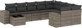 vidaXL 10 részes szürke polyrattan kerti ülőgarnitúra párnákkal