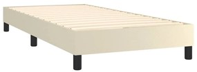 krémszínű műbőr rugós ágy matraccal és LED-del 100x200 cm