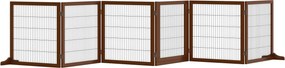 PawHut Állítható Kutyabiztonsági Kapu Lábakkal 432 x 70 cm Fa Kutya Kapu Összecsukható Lépcső Kapu Kutyabarrier Lépcsők, Ajtók, Folyosók Számára, 6 Pa