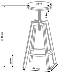 Bárszék 80x30 cm fekete