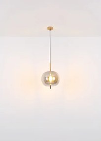 Globo 15345-8MM Függeszték réz matt fém váz, füstszínű 8 különböző méretű, és formájú üvegbúrával. HxSZxM940x340x1200, fényforrás nélkül szállítva 8xE14 40W 230V
