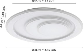 EGLO 32052 PALAGIANO Kerek Mennyezeti Lámpa Fehér LED IP20