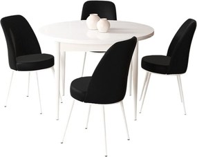 Tor étkezőgarnitúra, fehér-fekete, 90 cm