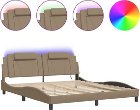 vidaXL kávészínű ágykeret Viana LED-ekkel matrac nélkül 180 x 200 cm