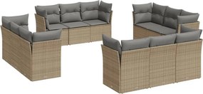 vidaXL 12 részes bézs polyrattan kerti ülőgarnitúra párnákkal