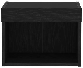 Fali Szekrény LED Fényekkel 2 db Fekete Tölgy 40x30x30 cm