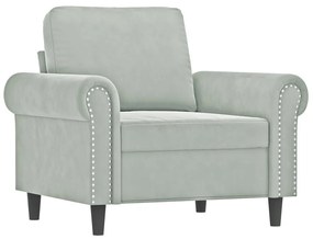 vidaXL világosszürke bársony kanapéfotel lábtartóval 60 cm
