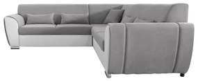 VISEU jobb oldali, L-alakú, ágyneműtartós, ággyá nyitható sarokkanapé, szürke/fehér