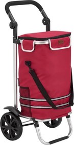 Könnyű piros bevásárlókocsi hálós zsebbel