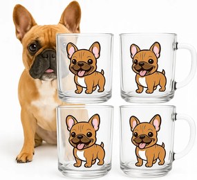 Bulldog üveg poharak 220ml 4 db-os készlet, átlátszó, óvodába, gyerekeknek