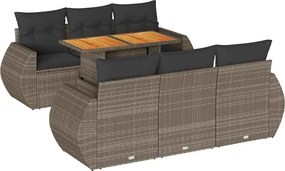 vidaXL 7 részes szürke polyrattan kerti ülőgarnitúra párnákkal