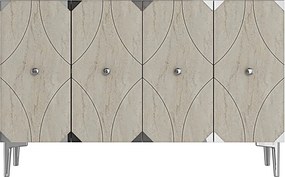 Alfa 120 - White, Travertine, Silver