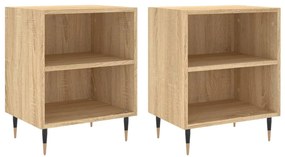 2 db sonoma tölgy színű szerelt fa éjjeliszekrény 40x30x50 cm